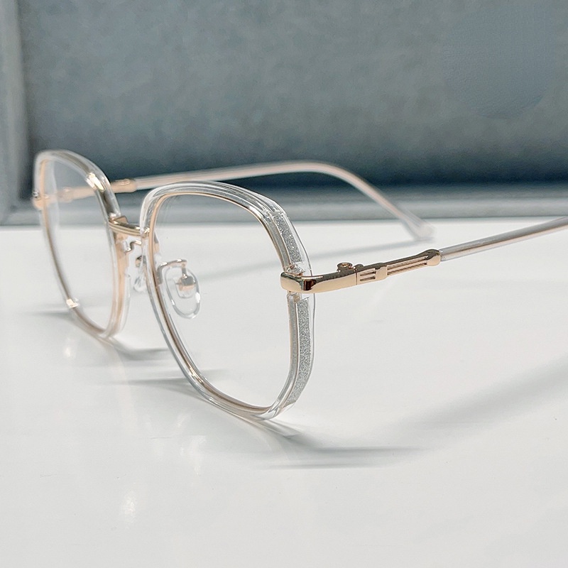 (YUZHU) Fine Flash Oversized Frame Polygonal Anti Blue Light Kacamata Untuk Wanita Korea Fashion TR90 Irregular Eyeglasses