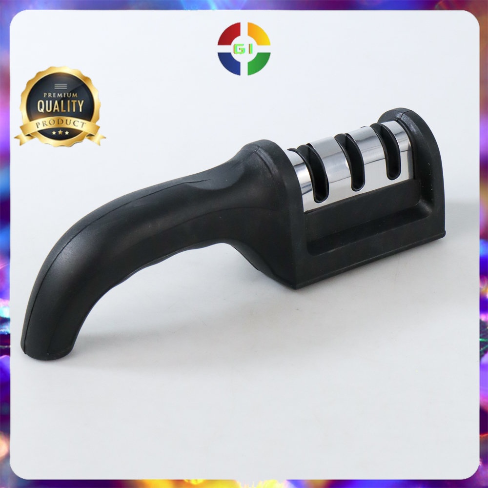 Pengasah Pisau Dapur Knife Sharpener 3 Slot Black