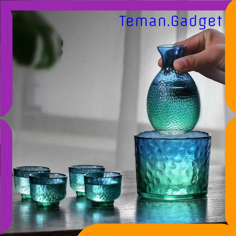 TG -  DPR SSGP Cangkir Teko Kaca Set Japanese Sake Pot with 4 Cups - FC174