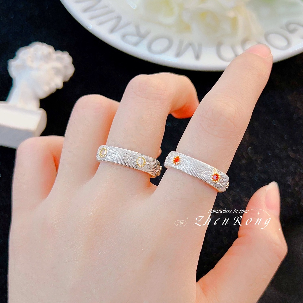 Goldkingdom Aksesoris Perhiasan Fashion Ready Stock Cincin Perak Daisy Sterling Silver Wanita Mewah Ada Kelasnya