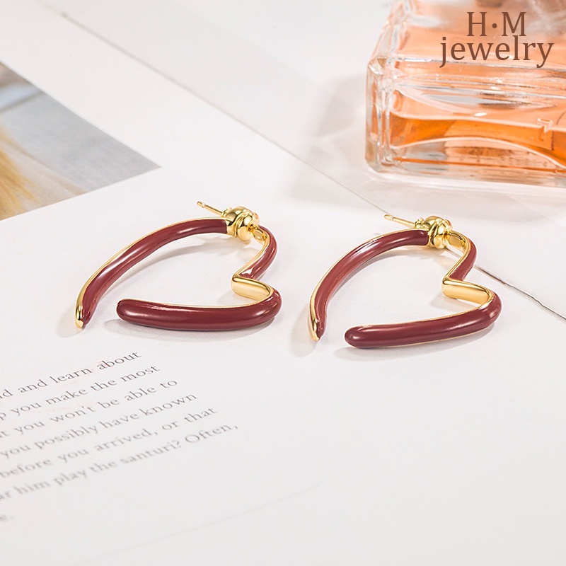 S925 Perak2023Baru Trendi Cinta Dingin Anting Hati Anting Bermutu Tinggi