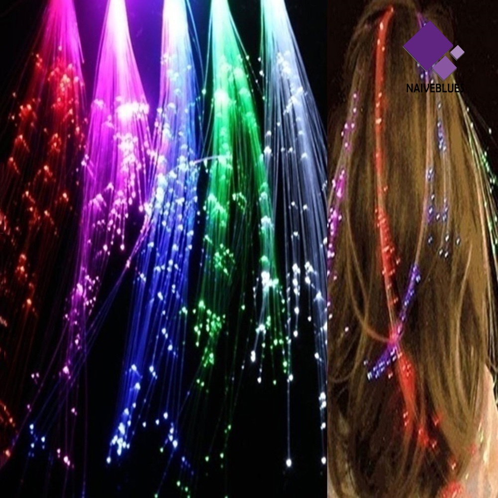 &lt; Naiveblues &gt; LED Menyala Kepang Luminous Fiber Optic Decor Untuk Halloween Bar
