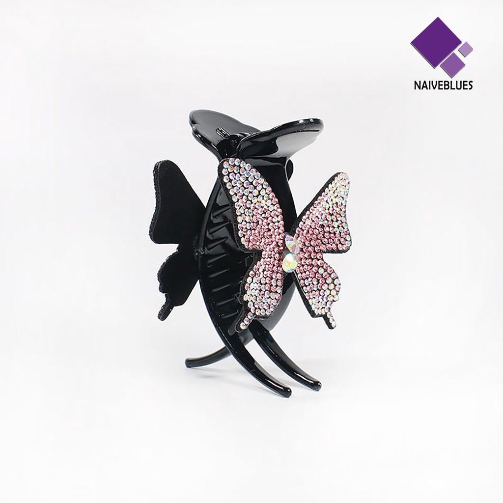 &lt; Naiveblues &gt; Gigi Silang Kuncup Ketat Kepala Jepit Rambut DIY Lady Shiny Butterflies Bun Hair Clip Hair
