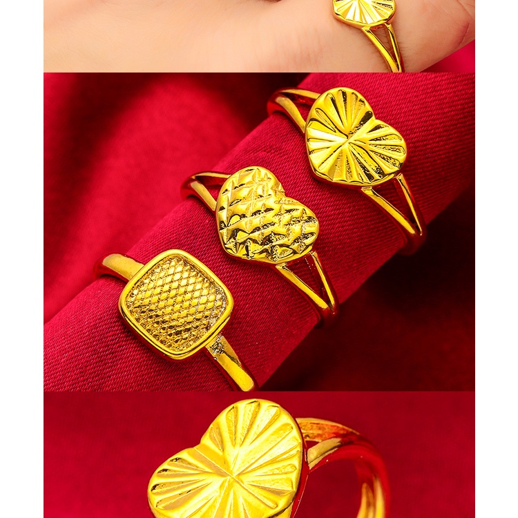 Goldkingdom Perhiasan Fashion 24K Bangkok Aksesoris Spot Wanita Cincin Adjustable Wanita Love Ring