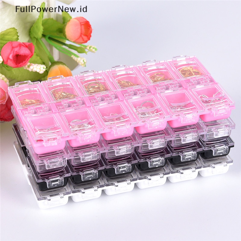 Power 12slot Kotak Penyimpanan Perhiasan Alat Nail Art Plastik Case Organizer Beads Jewelry ID