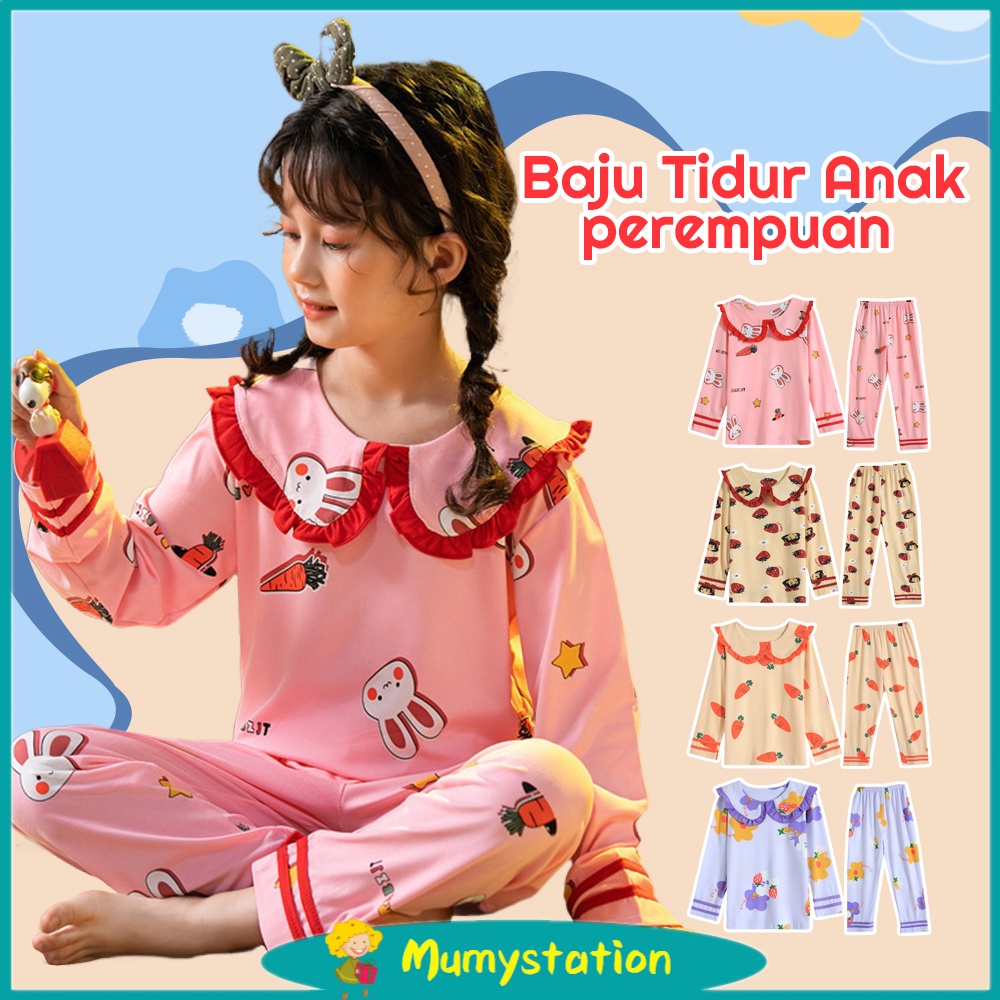 Mumystation Piyama Setelan Baju Tidur Anak Perempuan Import Lengan Panjang Celana Panjang