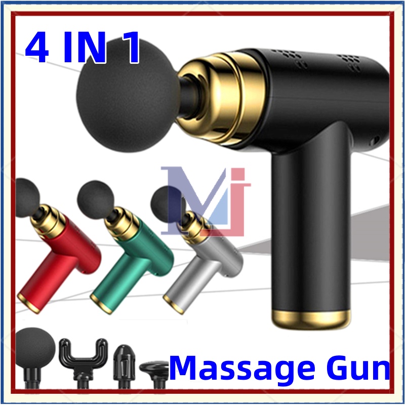 【COD】Massage Gun Alat Pijat Elektrik Alat Pijat Punggung 4 IN 1 Massage Gun Alat pijat Elektrik Pijat Getar