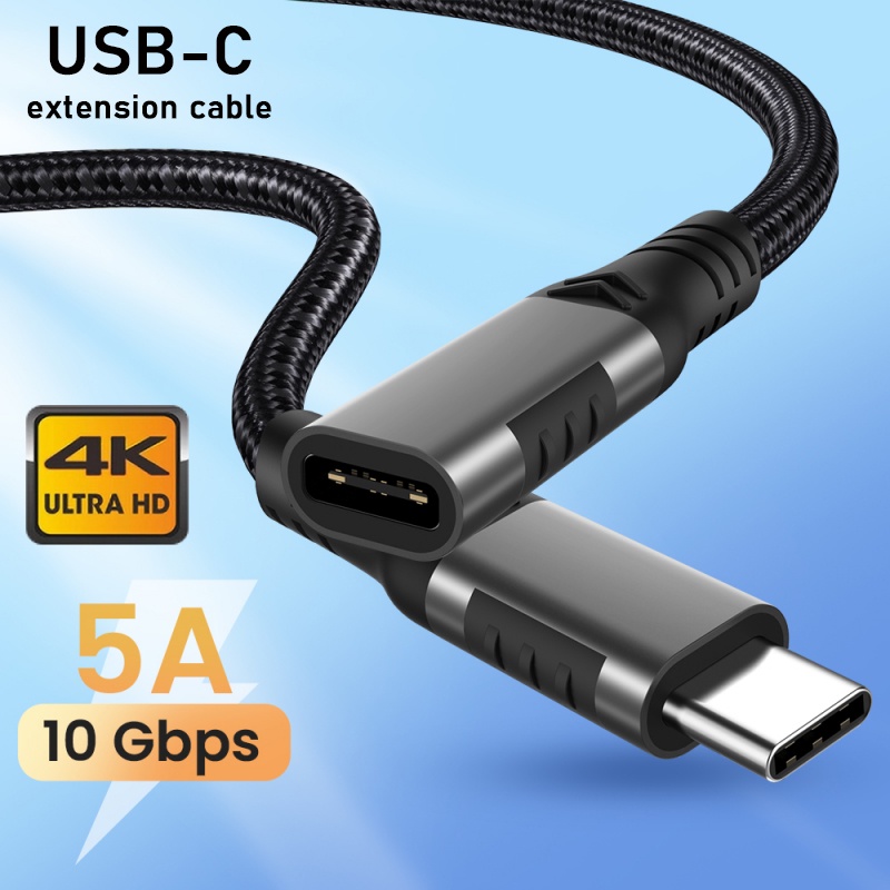 Kabel Ekstensi USB C Male to Female Tipe C USB3.2 Gen2 Kabel Extender Fitur Lengkap Untuk MacBook Pro Samsung S20