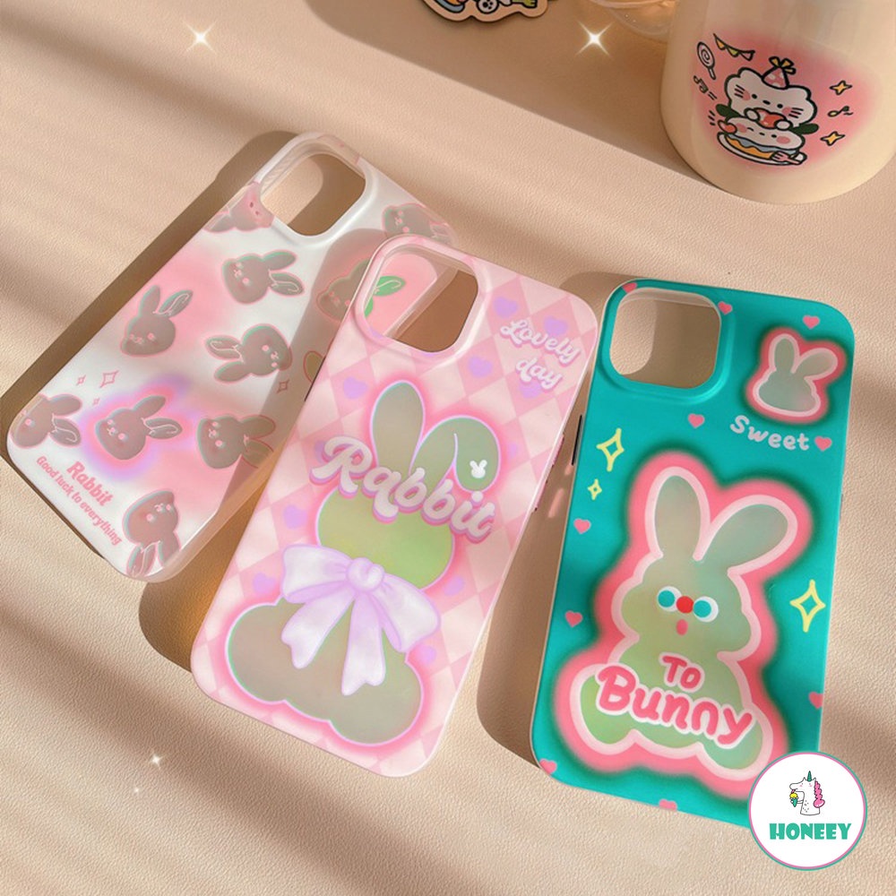 Casing Ponsel Kartun Kelinci Reflektif Laser Penuh Layar Berlubang Untuk IPhone11 12 13 14 Pro Max 12pro Gaya Gadis