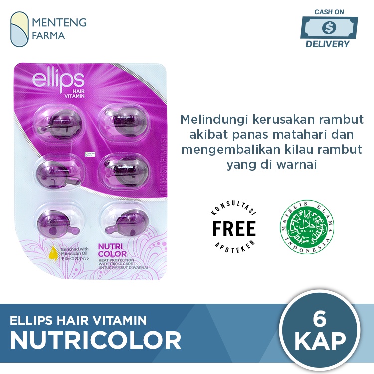 Ellips Hair Vitamin Nutricolor 6 Kapsul - Vitamin Rambut untuk Rambut yang diwarnai