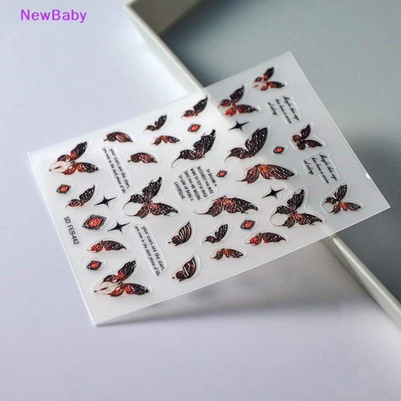 Newbaby 1lembar 5D Gradien Stiker Kuku Kupu-Kupu Adheisve Nail Art Stickers ID