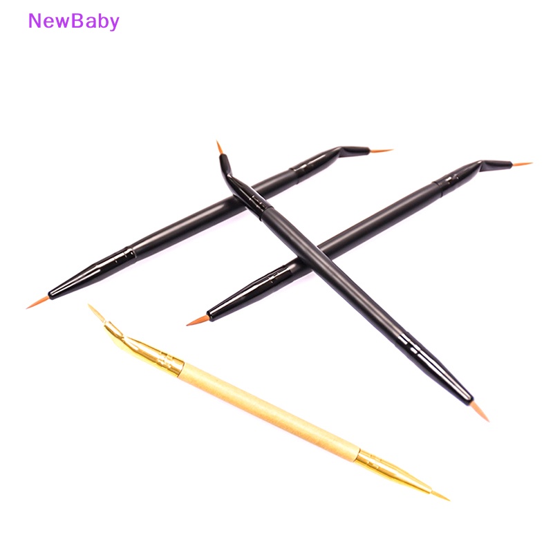 Newbaby 1PC Sikat Eyeliner Bengkok Ujung Ganda Gagang Detail Mata Brush Makeup ID