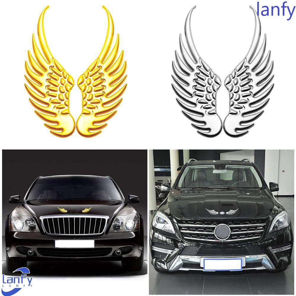 Lanfy Stiker Mobil 1pasang Sayap Malaikat Emblem Badge Decal Mobil Styling Wings Stiker Sayap Elang 3D Stereo Mobil Logo Dekorasi