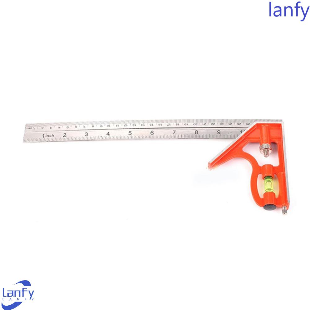 Lanfy Penggaris Siku Tukang Kayu Woodworking Quality T-rulers Combination Squares Metric/Inch Alat Ukur Kombinasi Waterpas