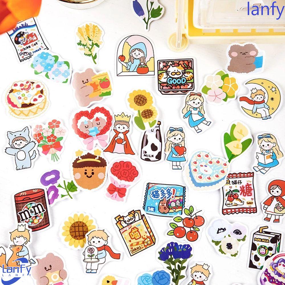 Lanfy Kartun Alat Tulis Stiker Makanan Korea Scrapbooking Animals Album Handbook Perlengkapan Sekolah