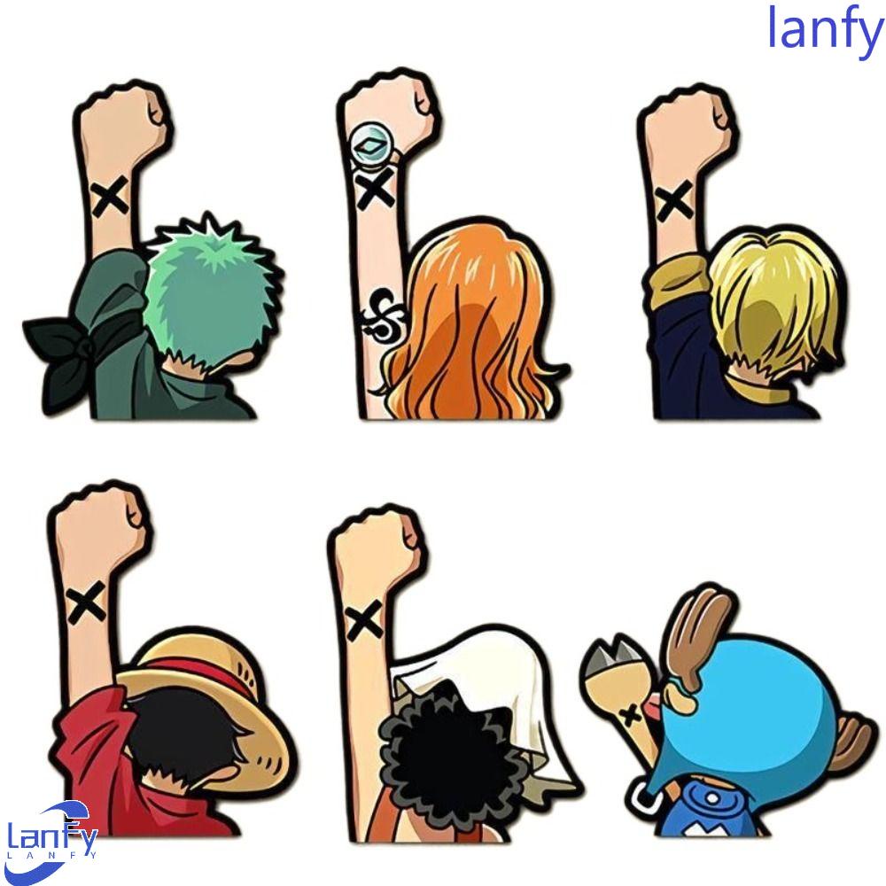 Lanfy Anime Luffy Stiker Modifikasi Tahan Air Mobil Styling Motors Dekorasi Goresan Cover Dekoratif Luffy Mobil Decal