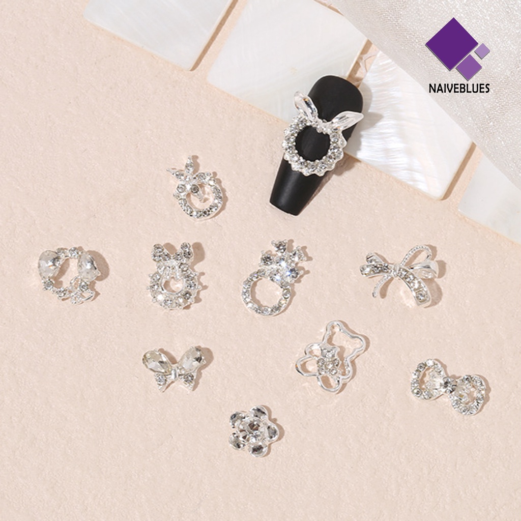 [naiveblues] 20pcs Hiasan Kuku Bentuk Halus Bahan Alloy Tahan Karat Busur-Simpul Nail Art Dekorasi Desain Kuku