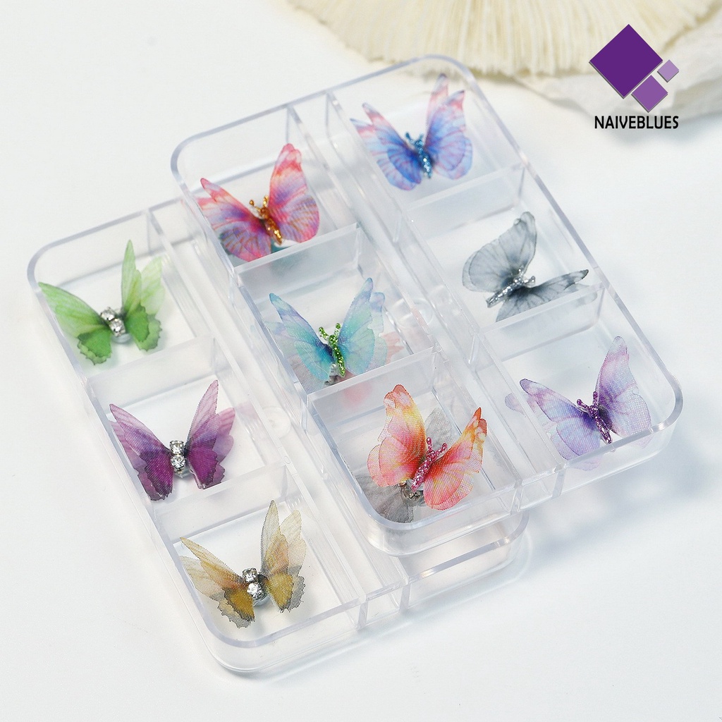 [naiveblues] 6pcs Dekorasi Kuku 3D Tampil Realistis Warna Vibrant Efek Visual Kuku Aplikasi Dapat Dilepas