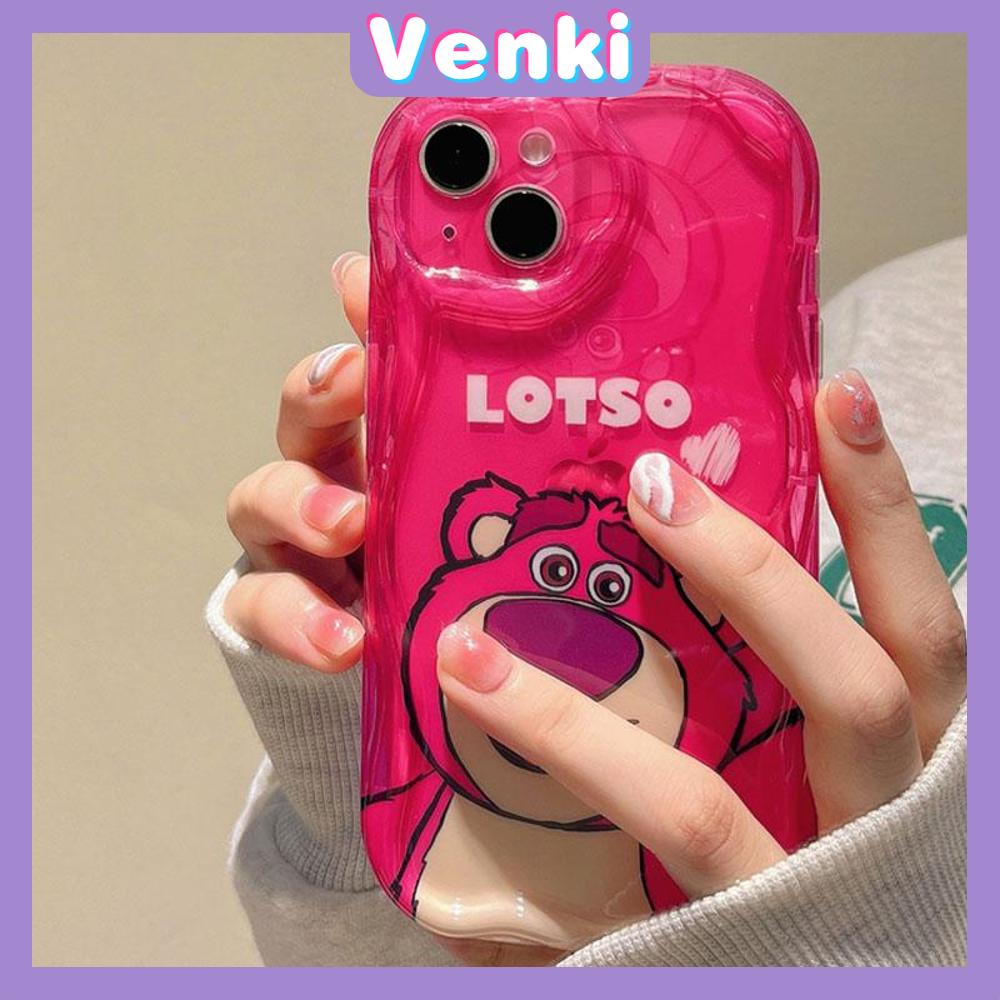 VENKI - For iPhone 14 Pro Max iPhone TPU Curved Edge Wave Case iPhone Case Soft Case Cute Pink Bear Compatible with iPhone 13 Pro max 12 Pro Max 11 xr xs max 7Plus 8Plus