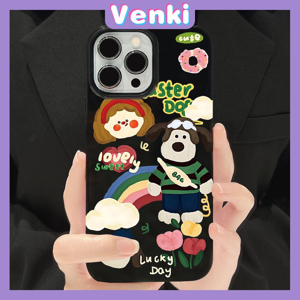 Venki - iPhone14 Case Soft Shell TPU Big Hole Candy Case Cute Puppy Cartoon Black Phone Case Protection Shockproof Compatible with iPhone 13 Pro max 12 Pro Max 11 xr xs max 7 8