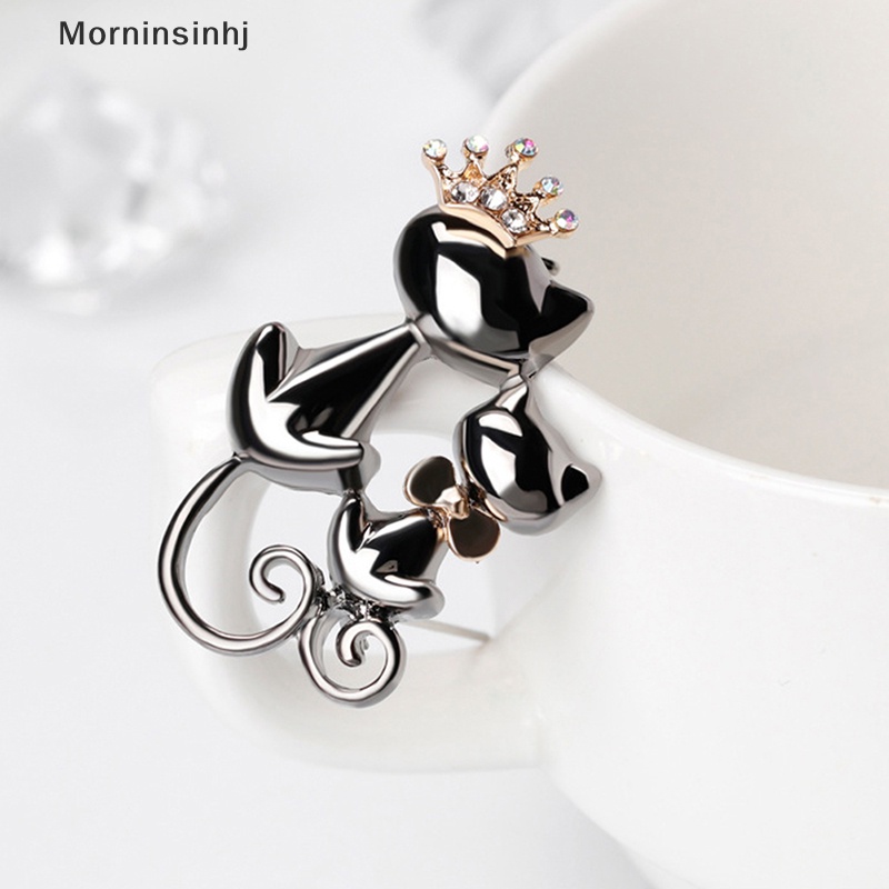 Mornin Pin Bros Hewan Kucing Lucu Untuk Wanita Perhiasan Hadiah Lady Hadiah Elegan Breast Pin Fashion Jewelry id