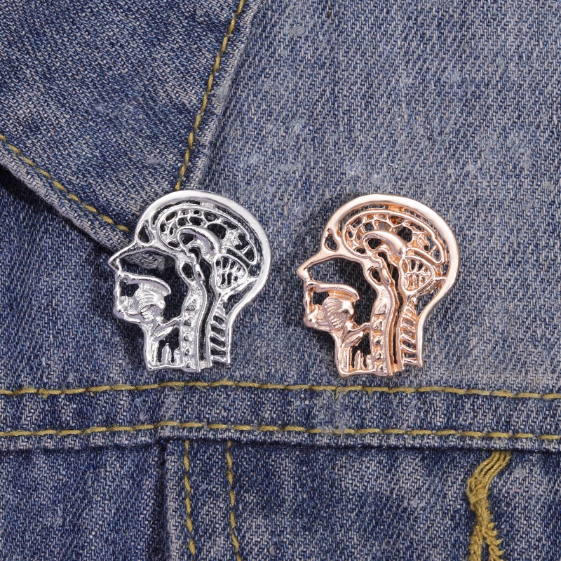 Alloy Skull Struktur Terdiri Kerah Pin Spesimen Medis Lencana Hadiah Untuk Teman Aksesoris Pakaian