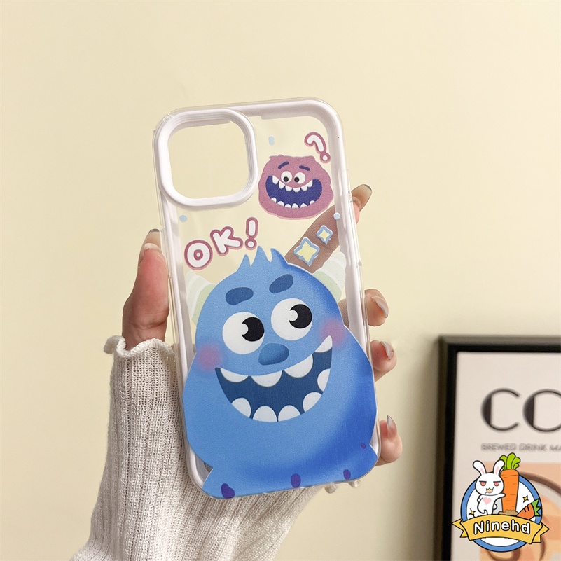 IPHONE Casing Kompatibel Untuk Iphone14 13 12 11 Pro Max X Xr Xs Max8 7 6 6s Plus SE 3 In 1 Casing Kartun Monster Casing Ponsel Bening Full Lensa Cover Perlindungan Bumper Shockproof Soft Case