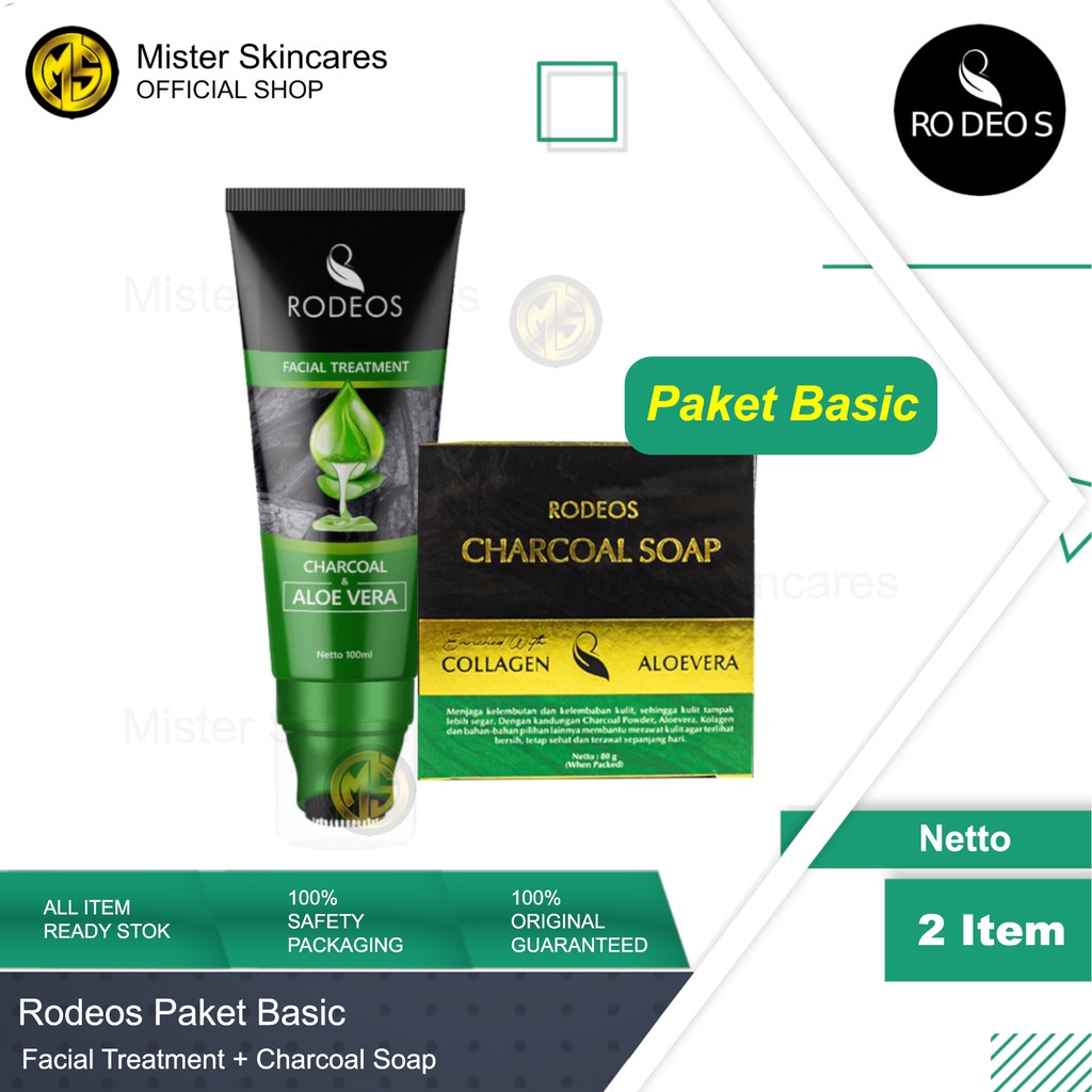 Rodeos Basic - Paket Sabun Pembersih Wajah untuk Kulit Kusam Bebas Komedo &amp; Jerawat