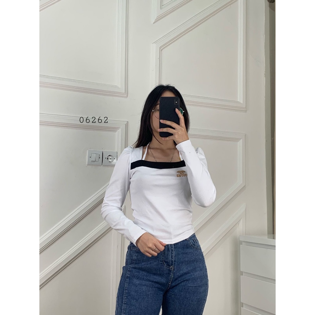 Baju Crop Top Korea I Atasan Crop Top I Blus Wanita Korea I Atasan Blouse Wanita Korea