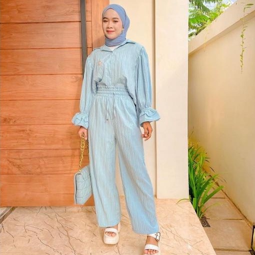 ZASKIYA- Set Atasan Dan Celana Salsa Wanita