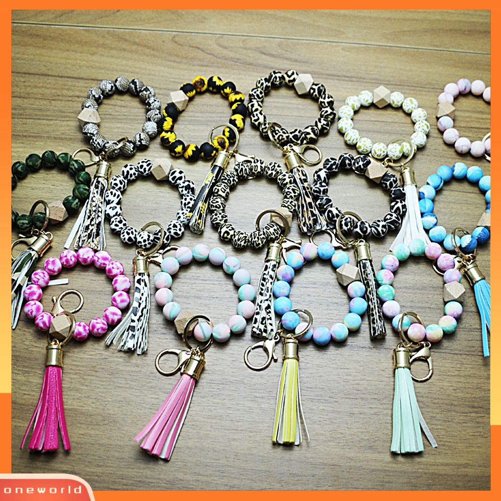 [EONE] Beads Bracelet Keyring Glossy Melar Silikon Rounded Edge Bracelet Keychain Aksesoris Wanita