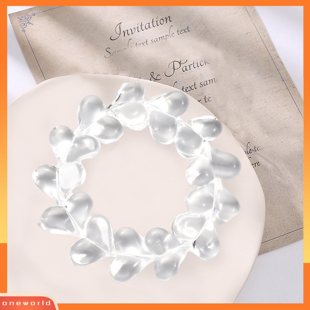 [EONE] Wanita Gelang Pengerjaan Halus Berbentuk Hati Transparan Buatan Tangan Minimalis Dekorasi Akrilik Wanita Faux Kristal Beads Bracelet Perhiasan Aksesori
