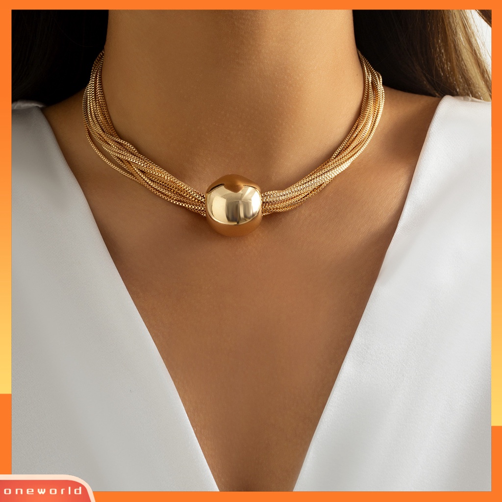 [EONE] Kalung Choker Berlebihan Geometris Bola Kepribadian Eropa Dan Amerika Temperamen Leher Dekorasi Aesthetic Punk Multi-layer Rantai Susun Kalung Perhiasan Aksesori