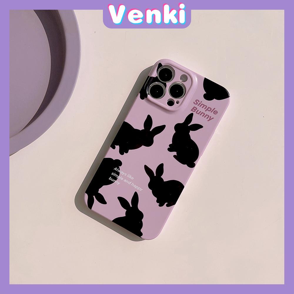 VENKI - For iPhone 11 iPhone Case Purple Glossy TPU Soft Shell Shockproof Camera Case Protective Black Color Rabbit Compatible with iPhone 14 13 Pro max 12 Pro Max xr xs max 7 8