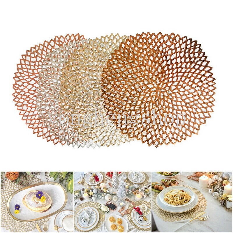 Pvc Placemat Bronzing Flower Hollow Pad Tatakan Gelas Insulasi Panas Non Slip Alas Meja Makan Home Table Decor