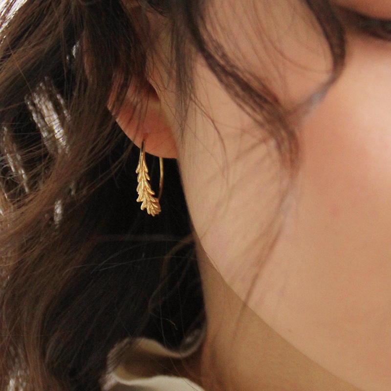 French Niche Retro Fashionable Medieval Metal Simple Ring Wheat Ear Earrings