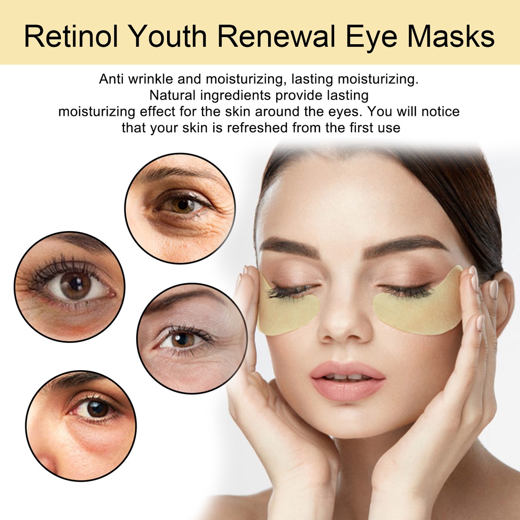 EELHOE Masker Mata Eye Patches Eye Mask - Retinol Gel Masker Wajah Mencerahkan Melembabkan Anti-Kerut Anti-Aging Remove Dark Circles Kantung Mata (20 Pcs/10 Pairs)