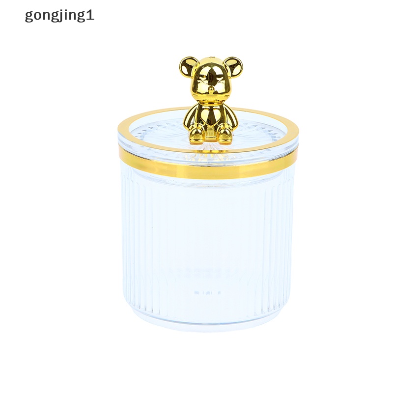 Ggg Cute Bear Clear Cotton Pad Dan Ear Bud Holder Toples Penyimpanan Kosmetik Akrilik ID