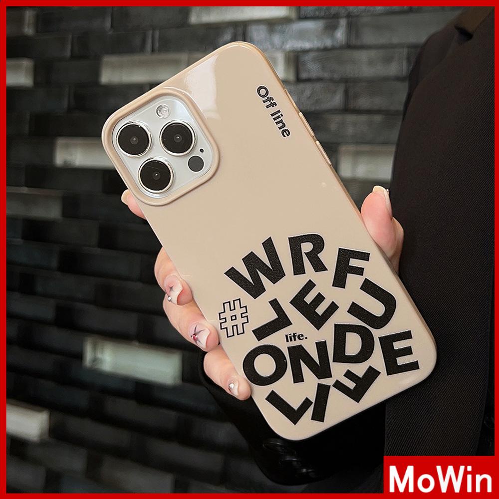 For iPhone 14 Pro Max iPhone Case Khaki Gray Glossy TPU Soft Case Shockproof Protection Camera Simple Letters Compatible with iPhone 13 Pro max 12 Pro Max 11 xr xs max 7Plus 8Plus