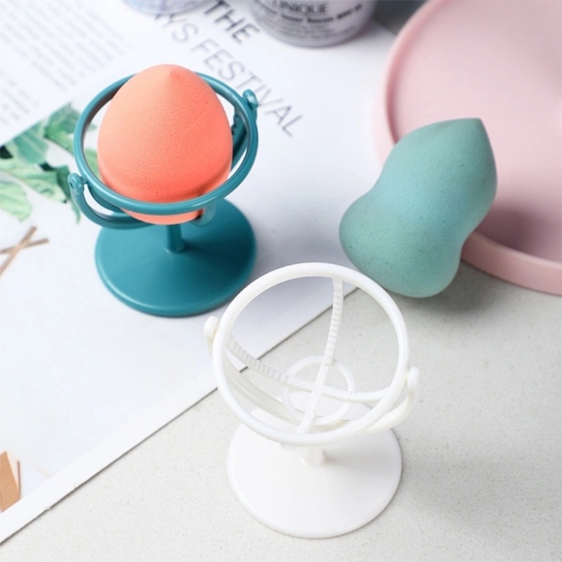 Rak Penyimpanan Powder Puff Yang Dapat Diputar Di Dinding Makeup Spons Tahan Debu Kotak Penyimpanan Desktop Hiasan Dinding Dual Purpose Makeup Egg Drying Bracket