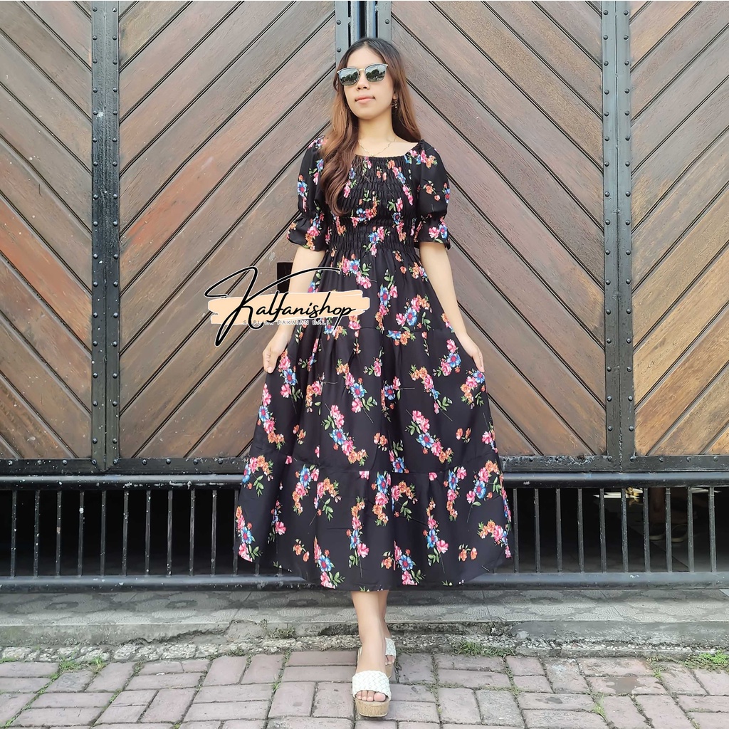 Long Dress Canda Double Ruffle