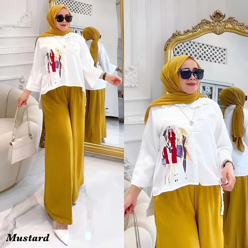 Cika One Set 2in1 Fit To XL Besar Premium l Setelan OOTD Casual Daily Wanita Muslim Polos Basic
