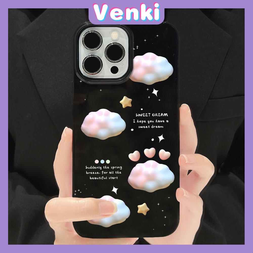 VENKI - For iPhone 11 iPhone Case Black Glossy TPU Soft Case Shockproof Protection Camera Cloud Love Compatible with iPhone 14 13 Pro max 12 Pro Max xr xs max 7Plus 8Plus