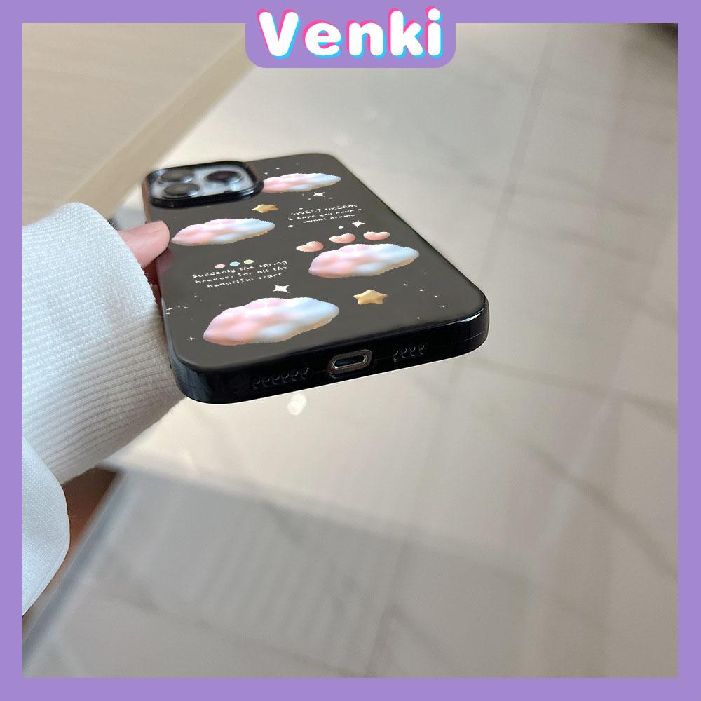 VENKI - For iPhone 11 iPhone Case Black Glossy TPU Soft Case Shockproof Protection Camera Cloud Love Compatible with iPhone 14 13 Pro max 12 Pro Max xr xs max 7Plus 8Plus