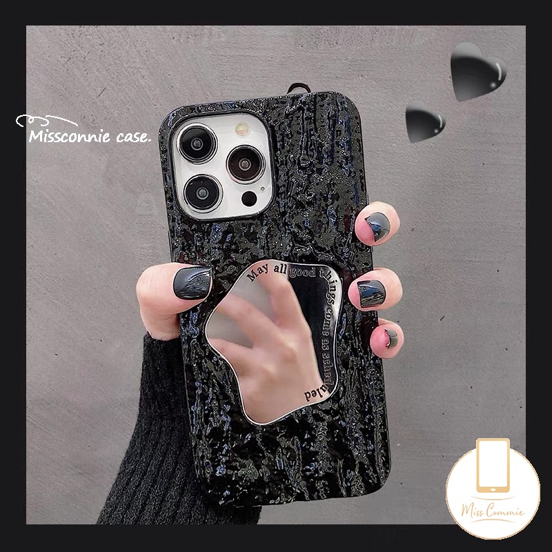 IPHONE Case Cermin Make Up Kompatibel Untuk Iphone11 13 14 12 Pro MAX XR 7Plus 8Plus X XS Max7 6 6S 8 Plus SE 2020 Mewah Electroplate Plating Kerut Phone Cover