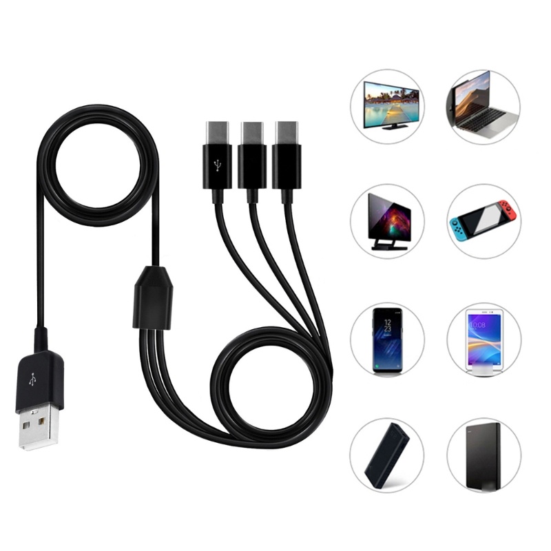 Cre USB A 2.0 Ke 3usb Tipe C Data Sync Charing Charger Kabel Wire Cord Untuk Telepon