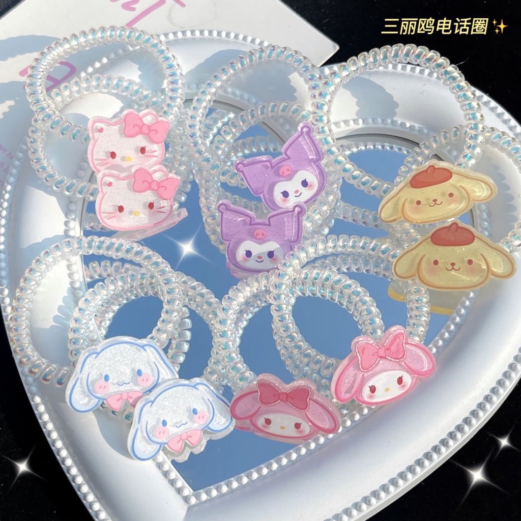 Terbaru ikat rambut sanrio kabel imut metalik / kuciran rambut cinnamoroll kuromi melody