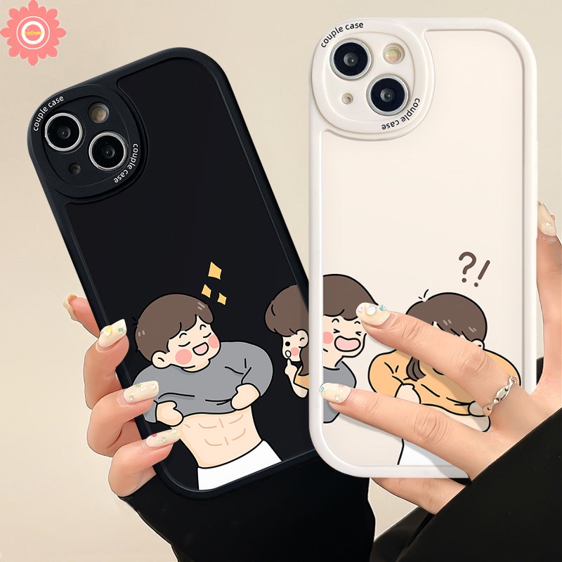 Cute Couple Casing for Infinix Hot 9 10 11 Play Hot 10T 10s 11s 10 Lite 10T 10s 11 11s Smart 6 5 Note 8 Creative Funny Abdominal Muscle Boy Girls Shockproof Soft Case