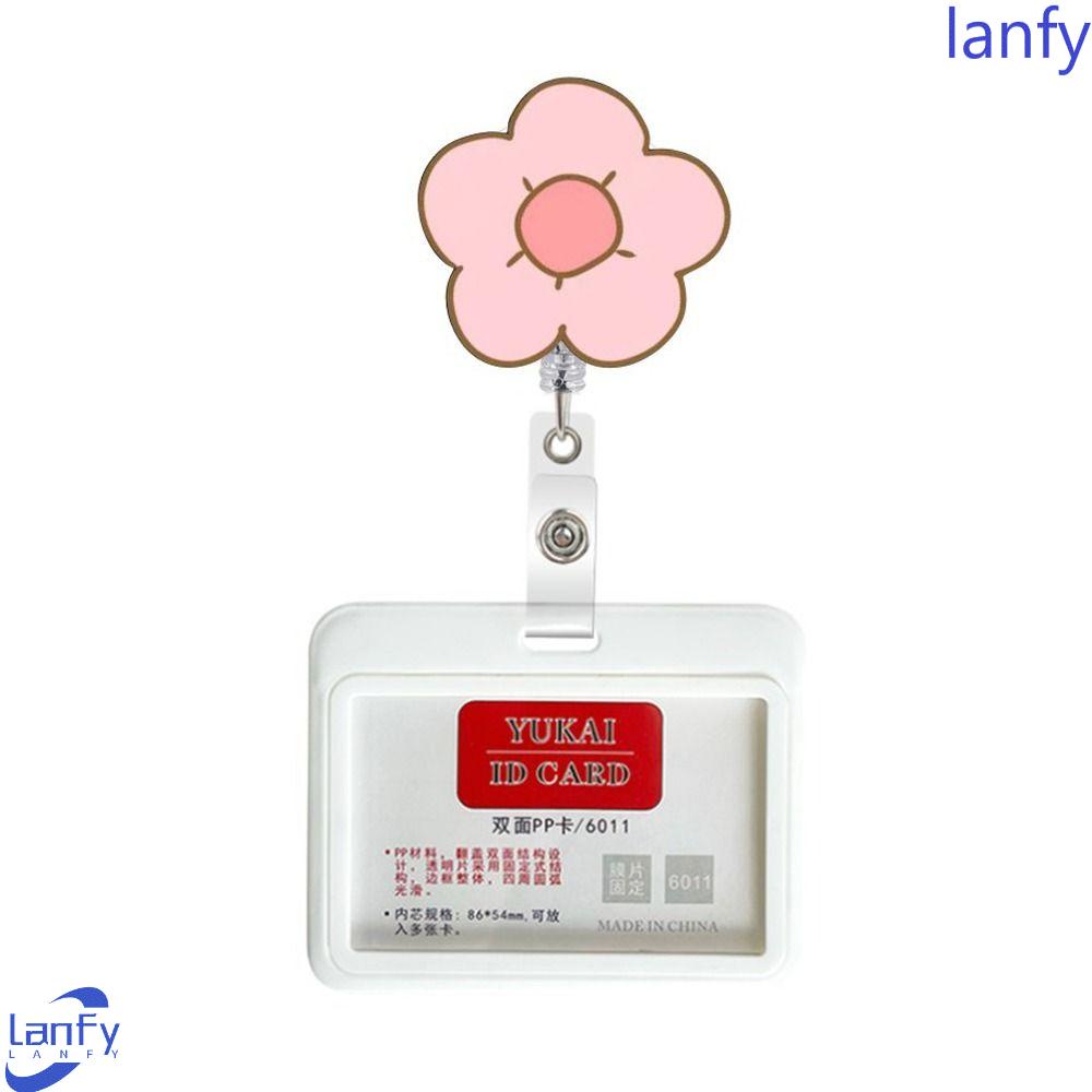 Lanfy Retractable Badge Reel Perlengkapan Sekolah Kualitas Tinggi Bunga Dada Kartu Pemegang Strawberry Perawat Dokter ID Card Klip