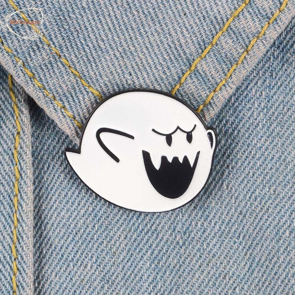 Mxbeauty Hantu Bros Hadiah Untuk Wanita Pria Kartun Perhiasan Aksesoris Hantu Putih Lencana Pin Kerah Pin Enamel Pin